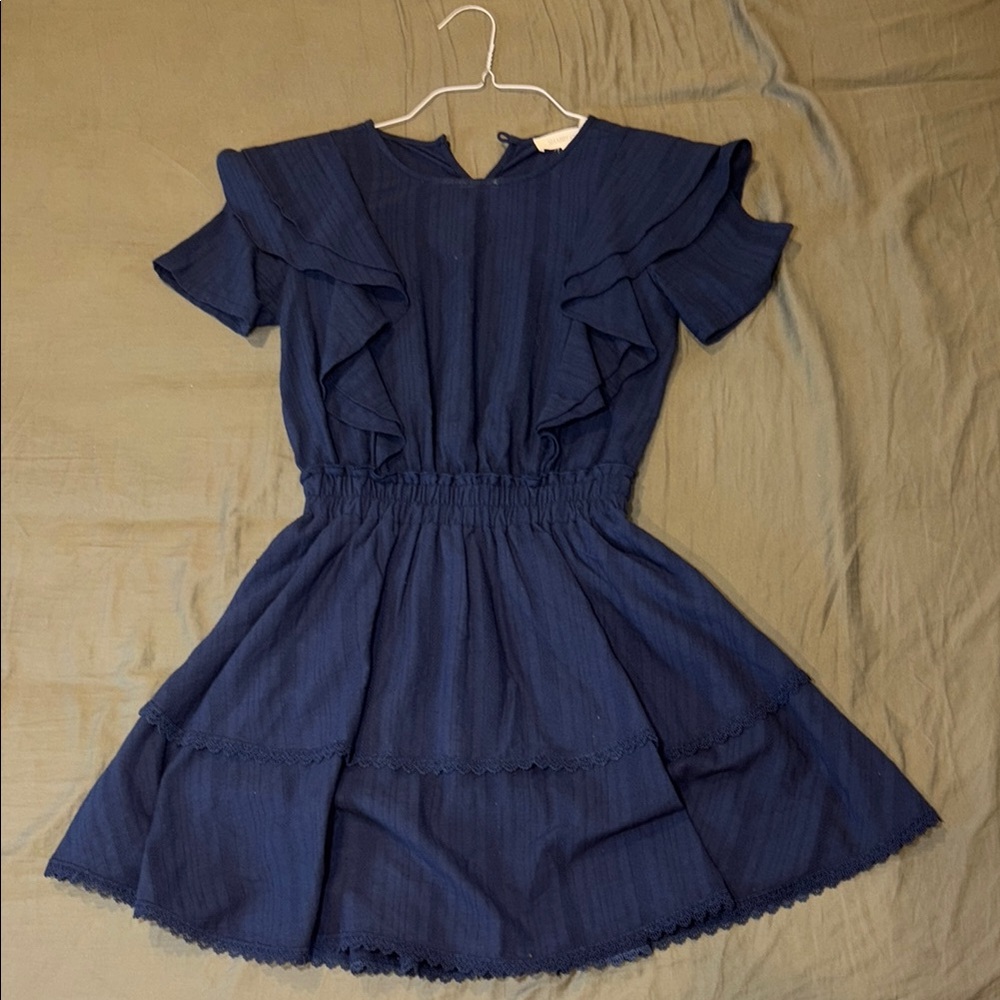 Blue Ruffled Smocked Sundress